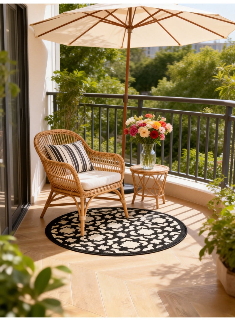 1pc French-Style Round Decorative Rug, 100*100cm, Vintage Black And White Design, Light Luxury Artistic Geometric Pattern, Enhances Home Style, Comfortable Underfoot, Slip-Resistant And Durable - Image 4
